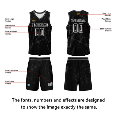 Custom Black Ash Basketball Jersey Uniform Suit Printed Your Logo Name Number enthsush