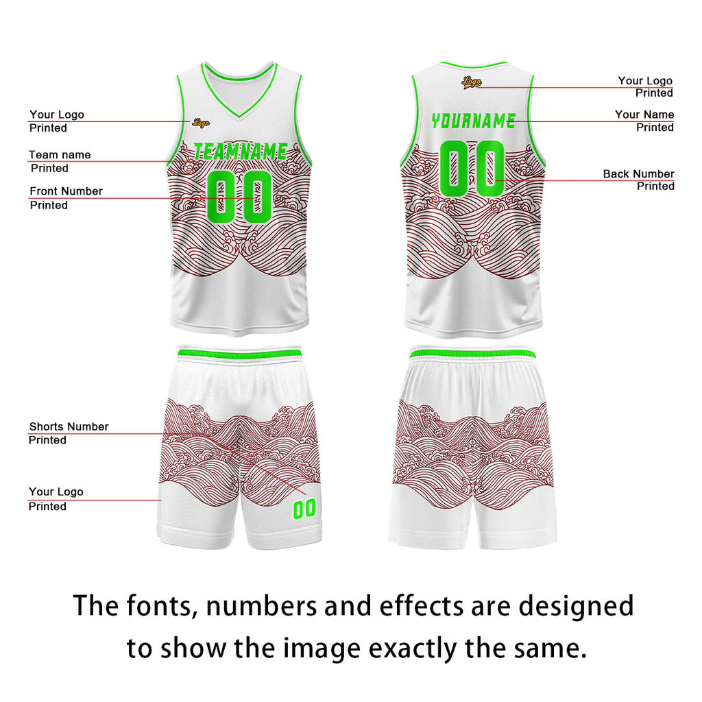 Custom White Dark Red Basketball Jersey Uniform Suit Printed Your Logo Name Number enthsush