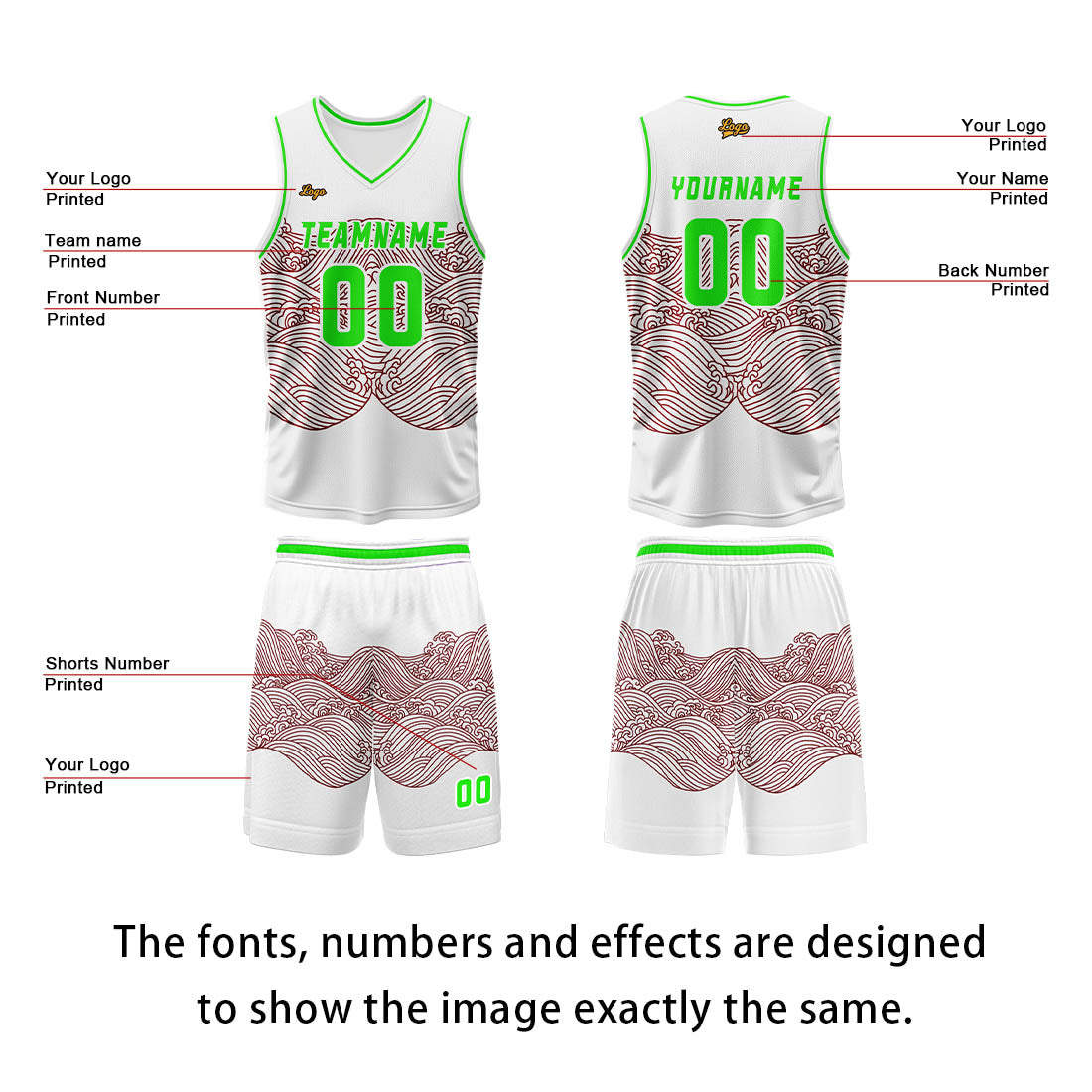 Custom White Dark Red Basketball Jersey Uniform Suit Printed Your Logo Name Number enthsush