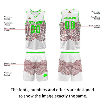 Custom White Dark Red Basketball Jersey Uniform Suit Printed Your Logo Name Number enthsush