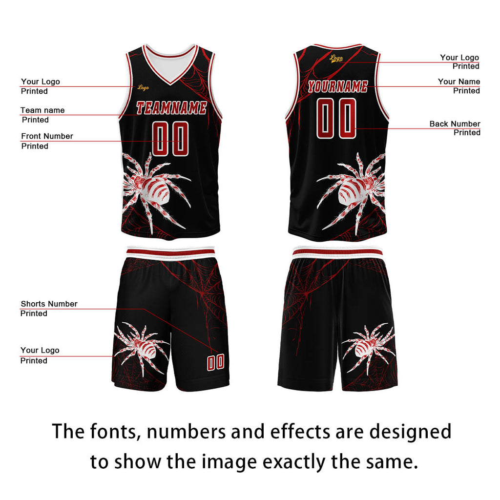 Custom Red Basketball Jersey Uniform Suit Printed Your Logo Name Number enthsush