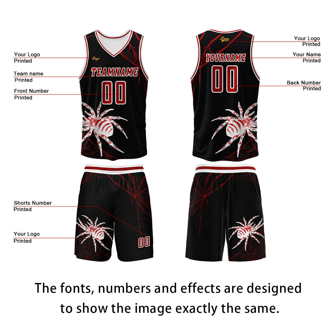 Custom Red Basketball Jersey Uniform Suit Printed Your Logo Name Number enthsush