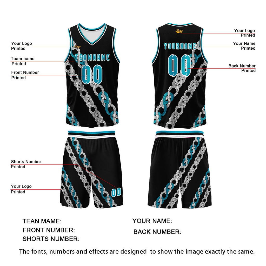 Custom Black Blue Basketball Jersey Uniform Suit Printed Your Logo Name Number enthsush