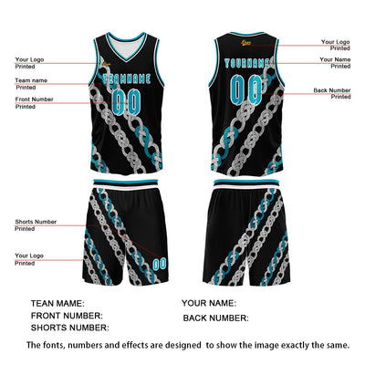 Custom Black Blue Basketball Jersey Uniform Suit Printed Your Logo Name Number enthsush