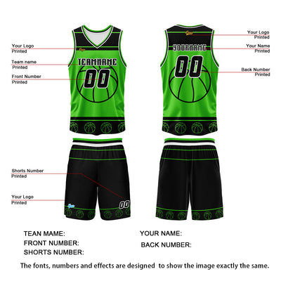 Custom Black Green Basketball Jersey Uniform Suit Printed Your Logo Name Number enthsush