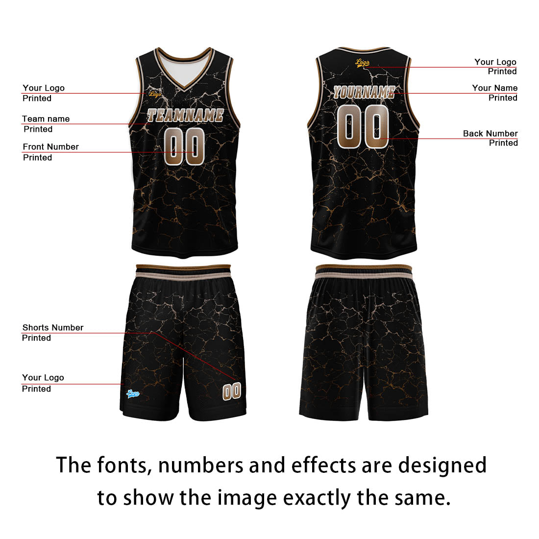 Custom Brown Basketball Jersey Uniform Suit Printed Your Logo Name Number enthsush