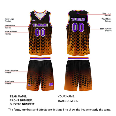 Custom  Orange Purple Basketball Jersey Uniform Suit Printed Your Logo Name Number enthsush