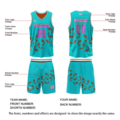 Custom Blue Orange Reversible Basketball Suit for Adults and Kids Personalized Jersey enthsush