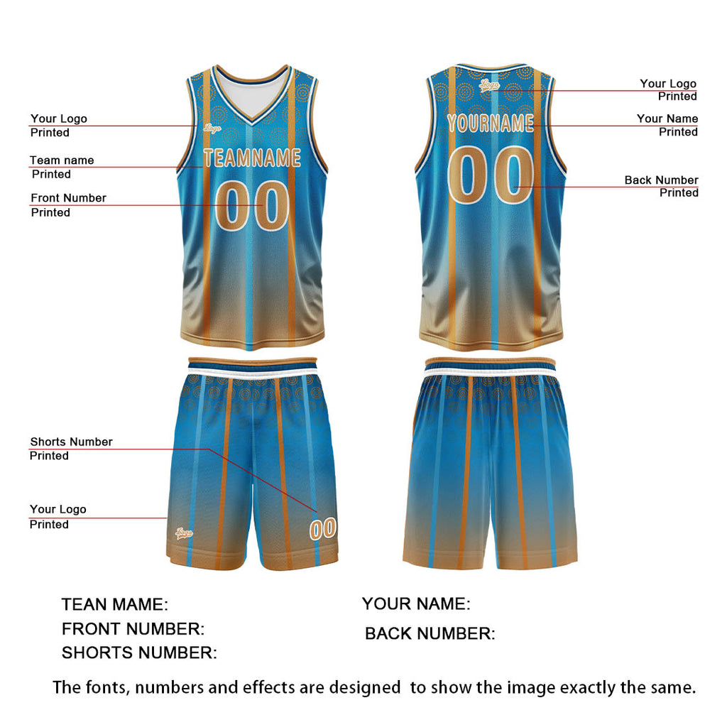 Custom Blue Brown Basketball Jersey Uniform Suit Printed Your Logo Name Number enthsush