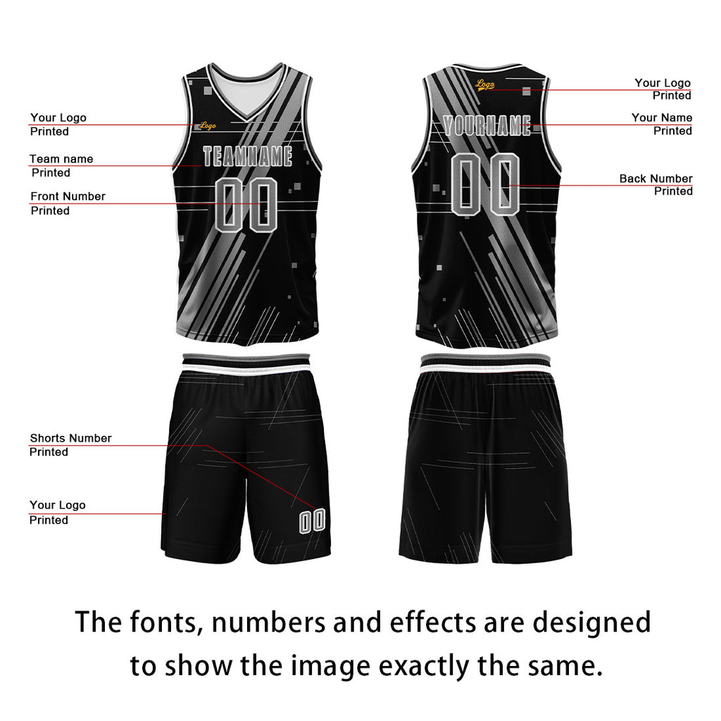 Custom Black Ash Basketball Jersey Uniform Suit Printed Your Logo Name Number enthsush