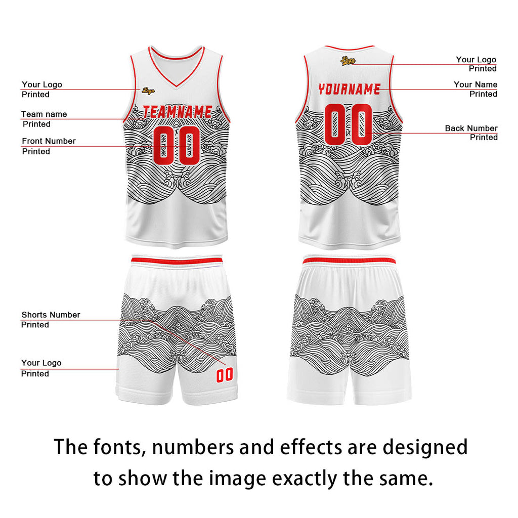 Custom White Black Basketball Jersey Uniform Suit Printed Your Logo Name Number enthsush