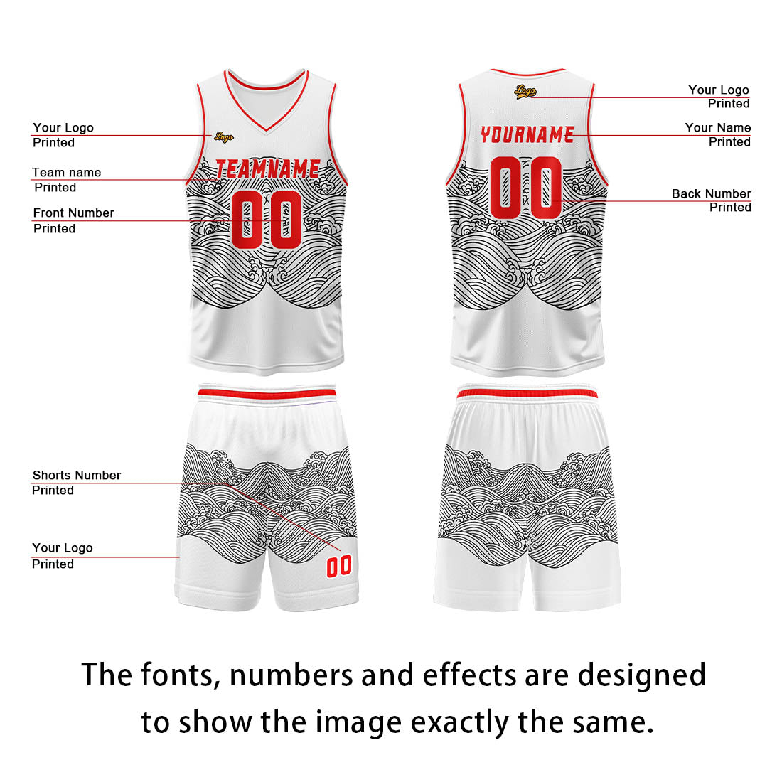 Custom White Black Basketball Jersey Uniform Suit Printed Your Logo Name Number enthsush