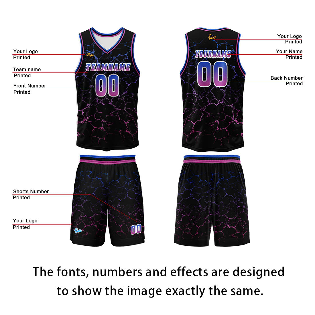 Custom Rose Purple Basketball Jersey Uniform Suit Printed Your Logo Name Number enthsush