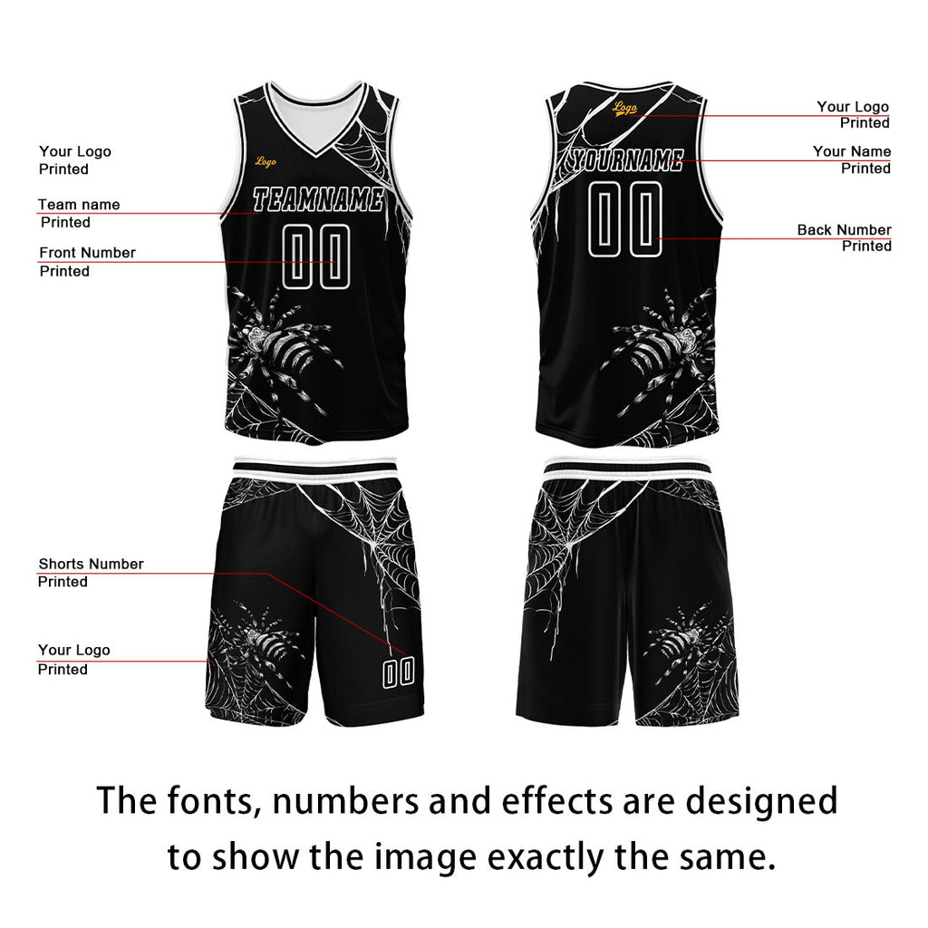Custom Black Basketball Jersey Uniform Suit Printed Your Logo Name Number enthsush