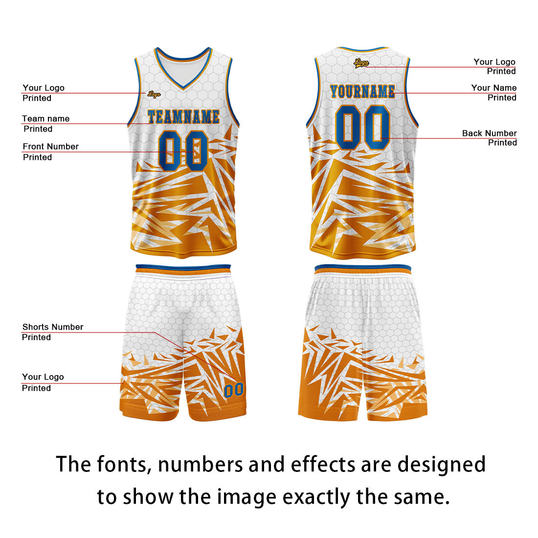 Custom Orange Blue Basketball Jersey Uniform Suit Printed Your Logo Name Number enthsush