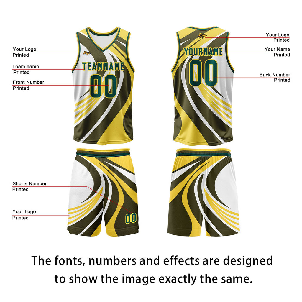 Custom Lemon Yellow Green Basketball Jersey Uniform Suit Printed Your Logo Name Number enthsush