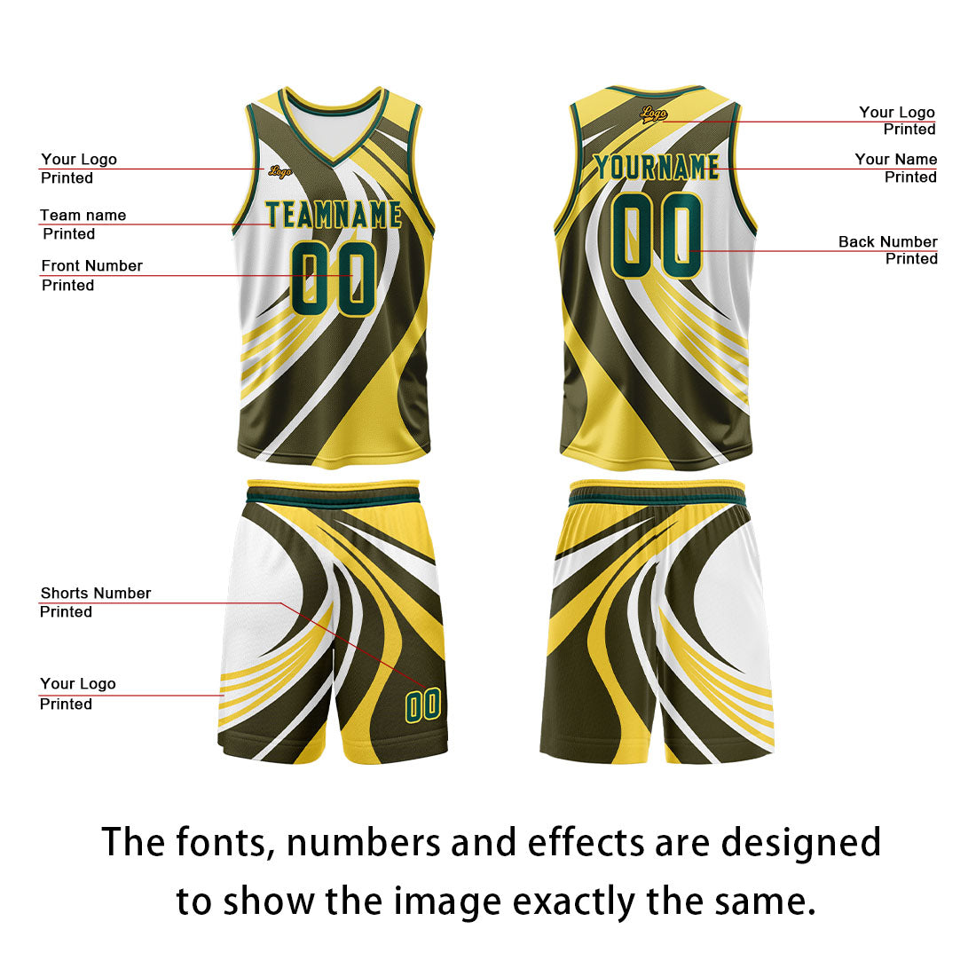Custom Lemon Yellow Green Basketball Jersey Uniform Suit Printed Your Logo Name Number enthsush