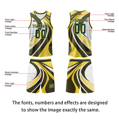 Custom Lemon Yellow Green Basketball Jersey Uniform Suit Printed Your Logo Name Number enthsush