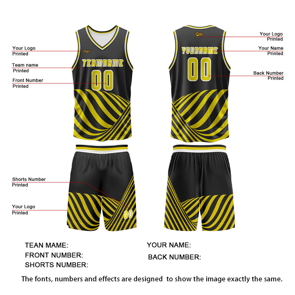 Custom Yellow Basketball Jersey Uniform Suit Printed Your Logo Name Number enthsush