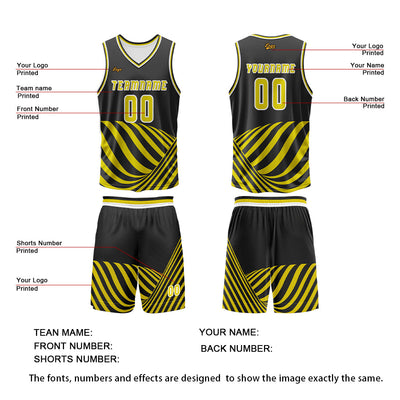 Custom Yellow Basketball Jersey Uniform Suit Printed Your Logo Name Number enthsush