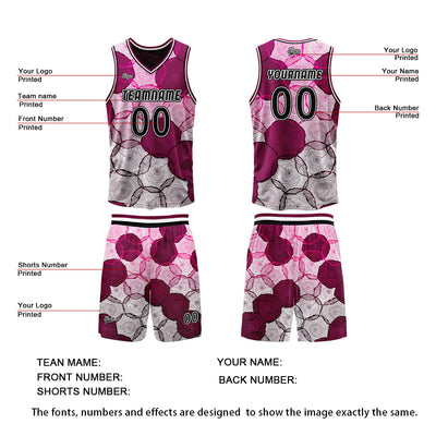 Custom Pink Red Reversible Basketball Suit for Adults and Kids Personalized Jersey enthsush