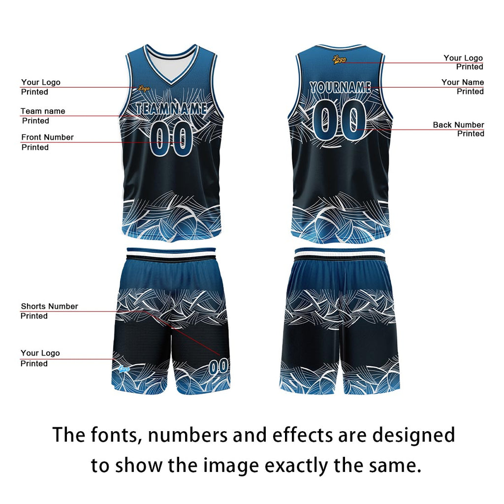 Custom Dark Blue Basketball Jersey Uniform Suit Printed Your Logo Name Number enthsush