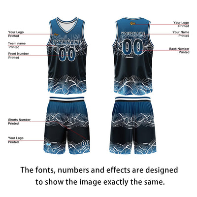 Custom Dark Blue Basketball Jersey Uniform Suit Printed Your Logo Name Number enthsush