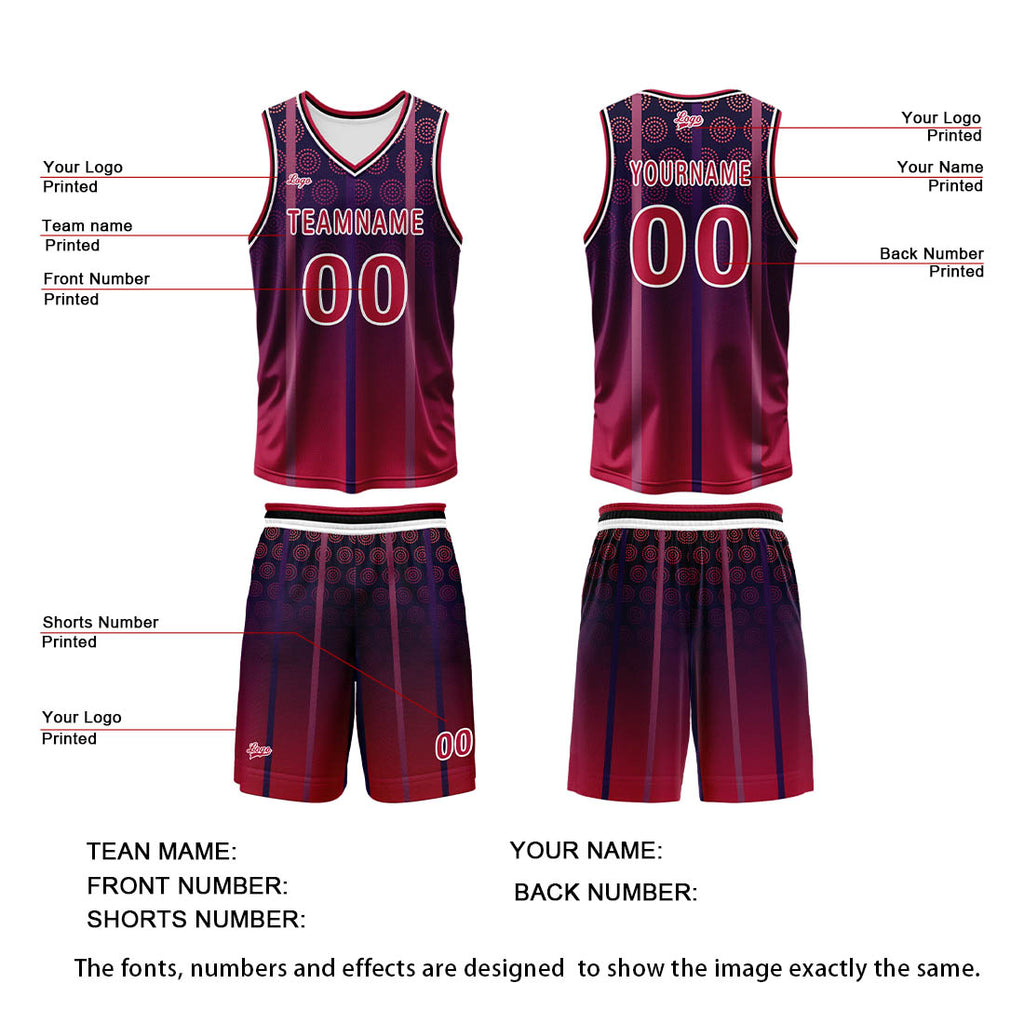 Custom Red Basketball Jersey Uniform Suit Printed Your Logo Name Number enthsush