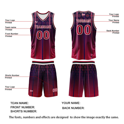 Custom Red Basketball Jersey Uniform Suit Printed Your Logo Name Number enthsush