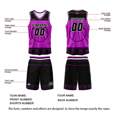 Custom White Purple Basketball Jersey Uniform Suit Printed Your Logo Name Number enthsush