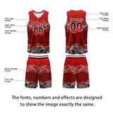 Custom Red Basketball Jersey Uniform Suit Printed Your Logo Name Number