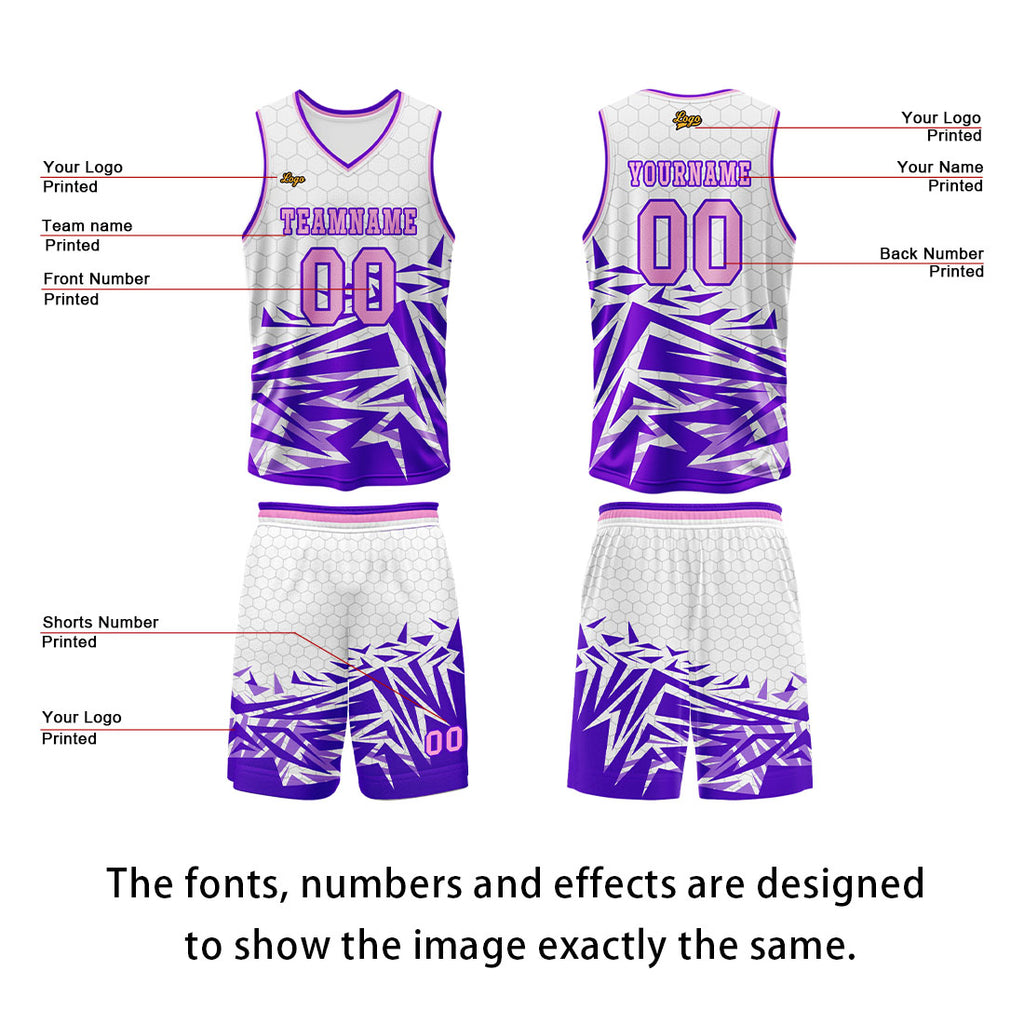 Custom Purple Pink Basketball Jersey Uniform Suit Printed Your Logo Name Number enthsush