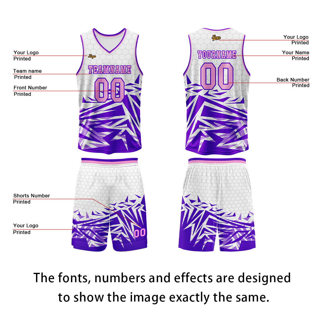 Custom Purple Pink Basketball Jersey Uniform Suit Printed Your Logo Name Number enthsush