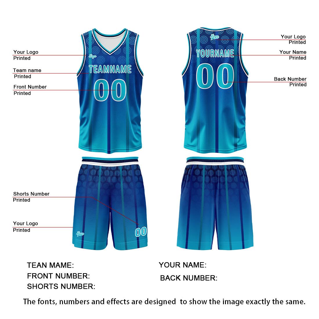 Custom Blue Basketball Jersey Uniform Suit Printed Your Logo Name Number enthsush