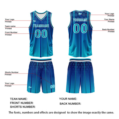 Custom Blue Basketball Jersey Uniform Suit Printed Your Logo Name Number enthsush