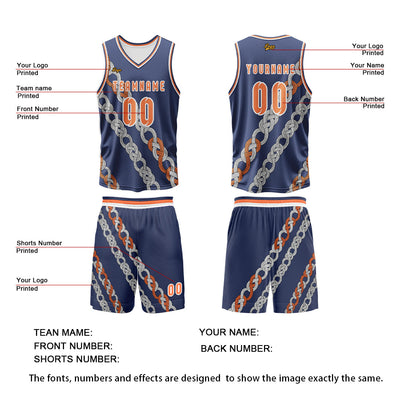 Custom Blue Orange Basketball Jersey Uniform Suit Printed Your Logo Name Number enthsush