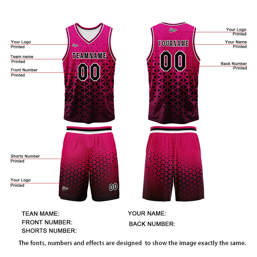 Custom Pink Black Basketball Jersey Uniform Suit Printed Your Logo Name Number enthsush