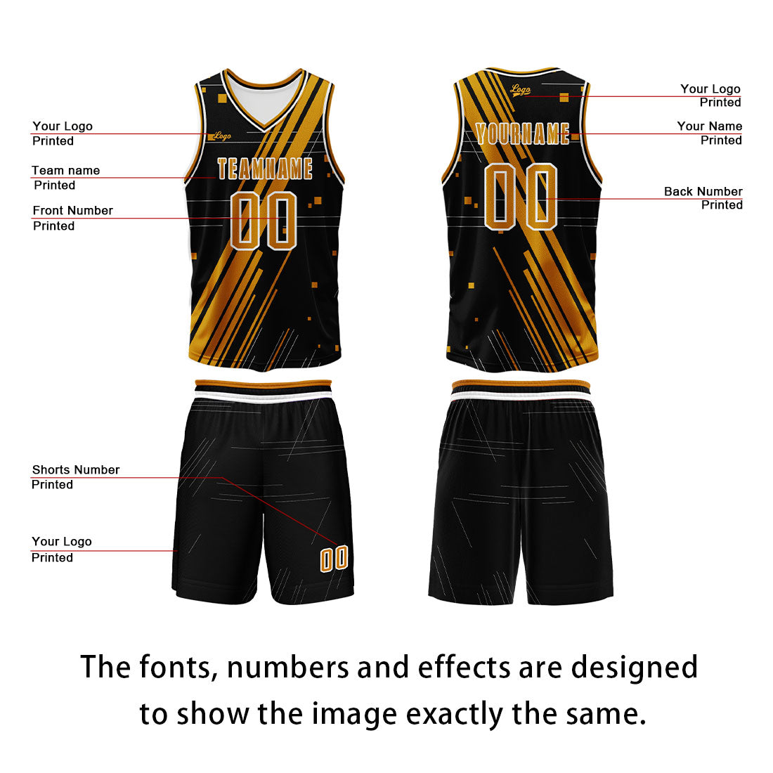 Custom Black Orange Basketball Jersey Uniform Suit Printed Your Logo Name Number enthsush