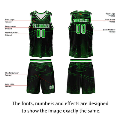 Custom Green Basketball Jersey Uniform Suit Printed Your Logo Name Number enthsush