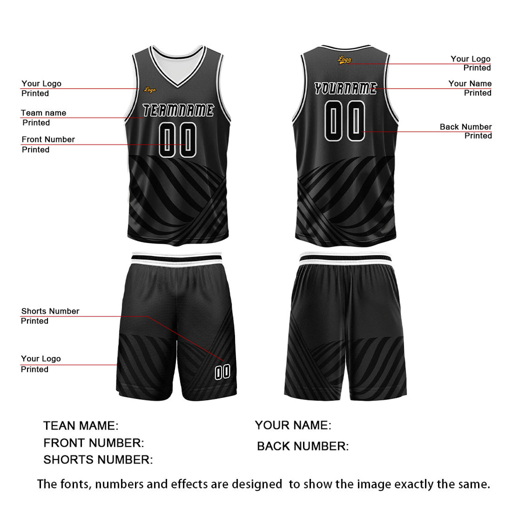 Custom Black Basketball Jersey Uniform Suit Printed Your Logo Name Number enthsush
