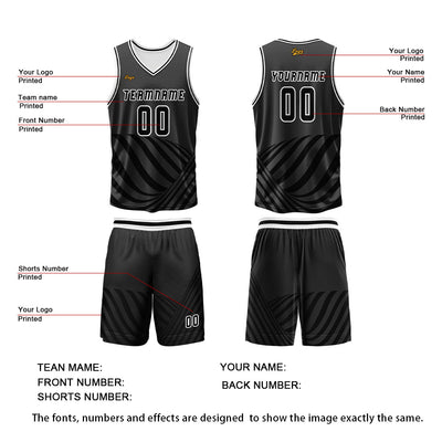 Custom Black Basketball Jersey Uniform Suit Printed Your Logo Name Number enthsush