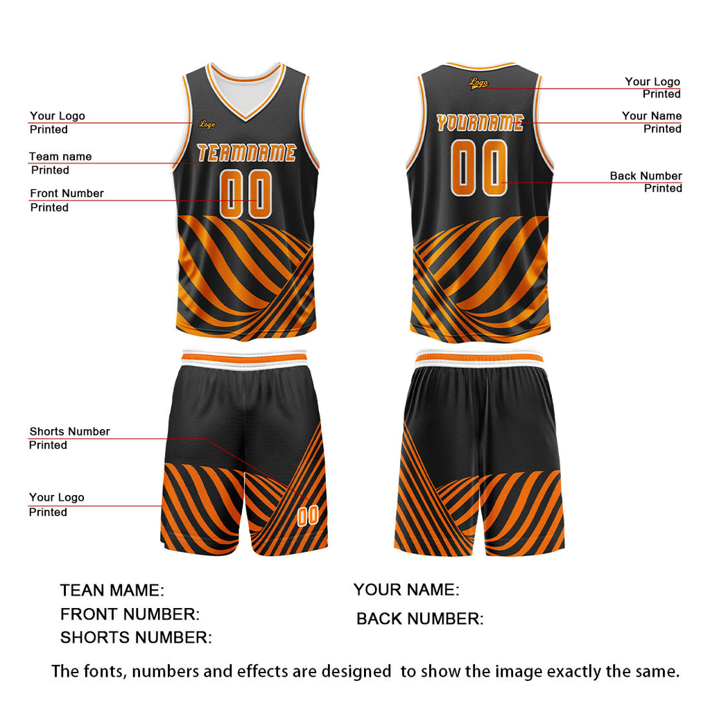 Custom Orange Basketball Jersey Uniform Suit Printed Your Logo Name Number enthsush
