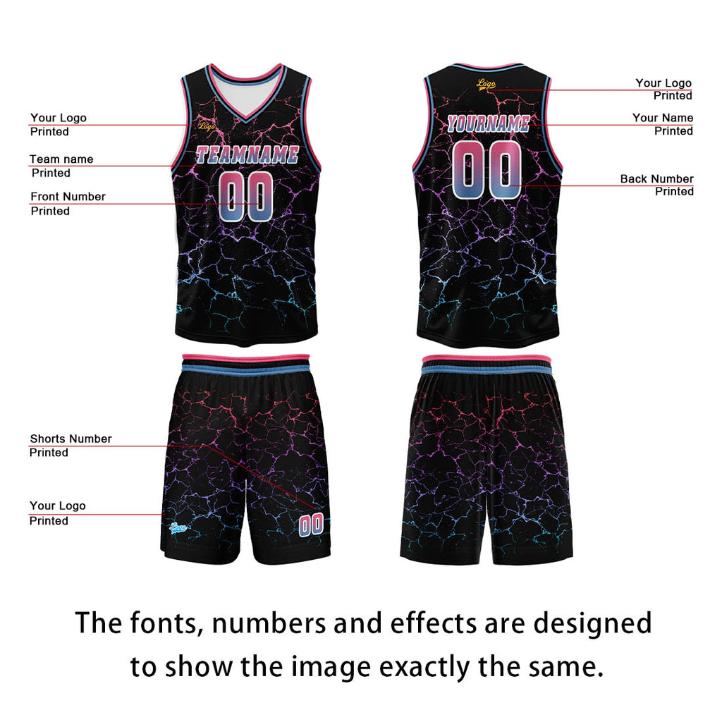 Custom Pink Blue Basketball Jersey Uniform Suit Printed Your Logo Name Number enthsush