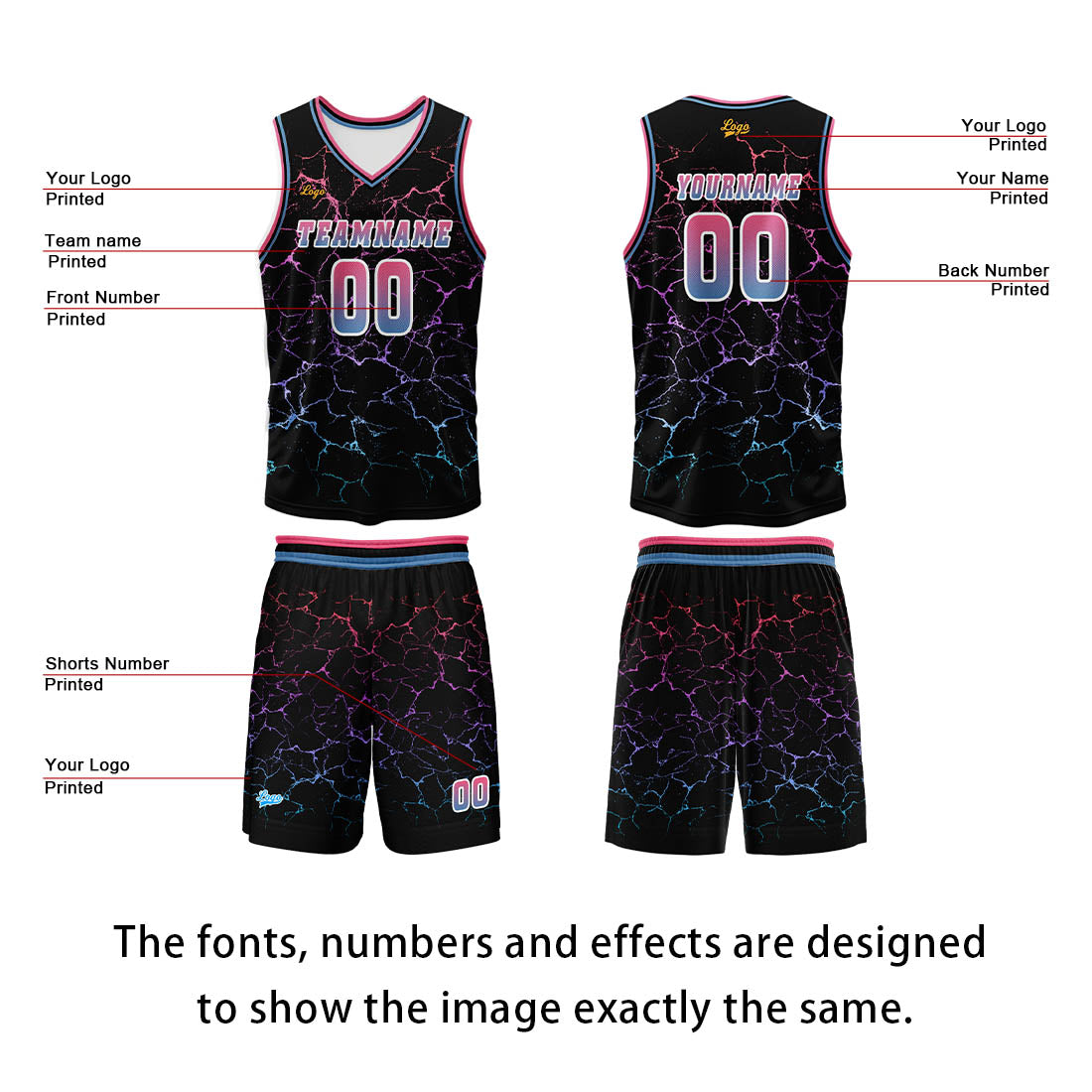 Custom Pink Blue Basketball Jersey Uniform Suit Printed Your Logo Name Number enthsush
