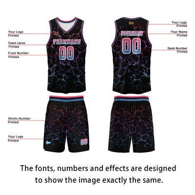 Custom Pink Blue Basketball Jersey Uniform Suit Printed Your Logo Name Number enthsush