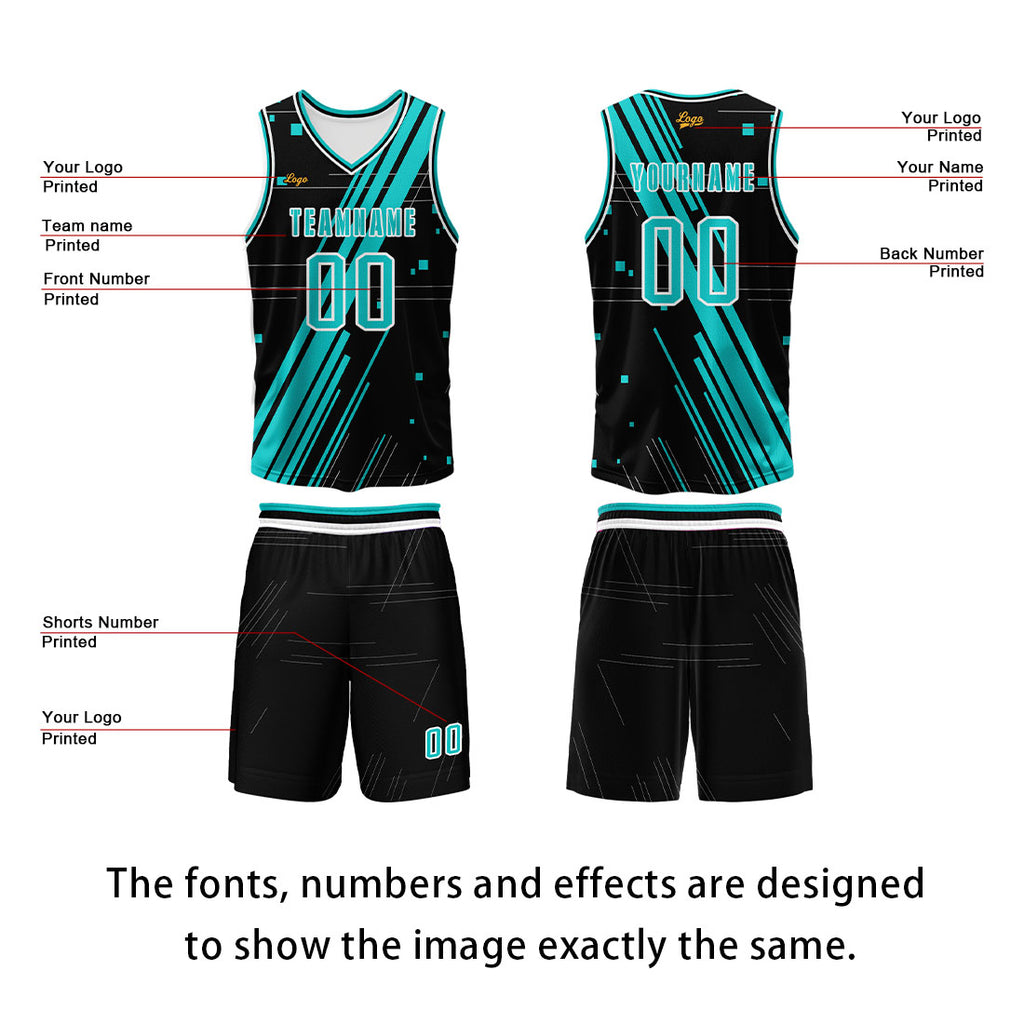 Custom Black Blue Basketball Jersey Uniform Suit Printed Your Logo Name Number enthsush