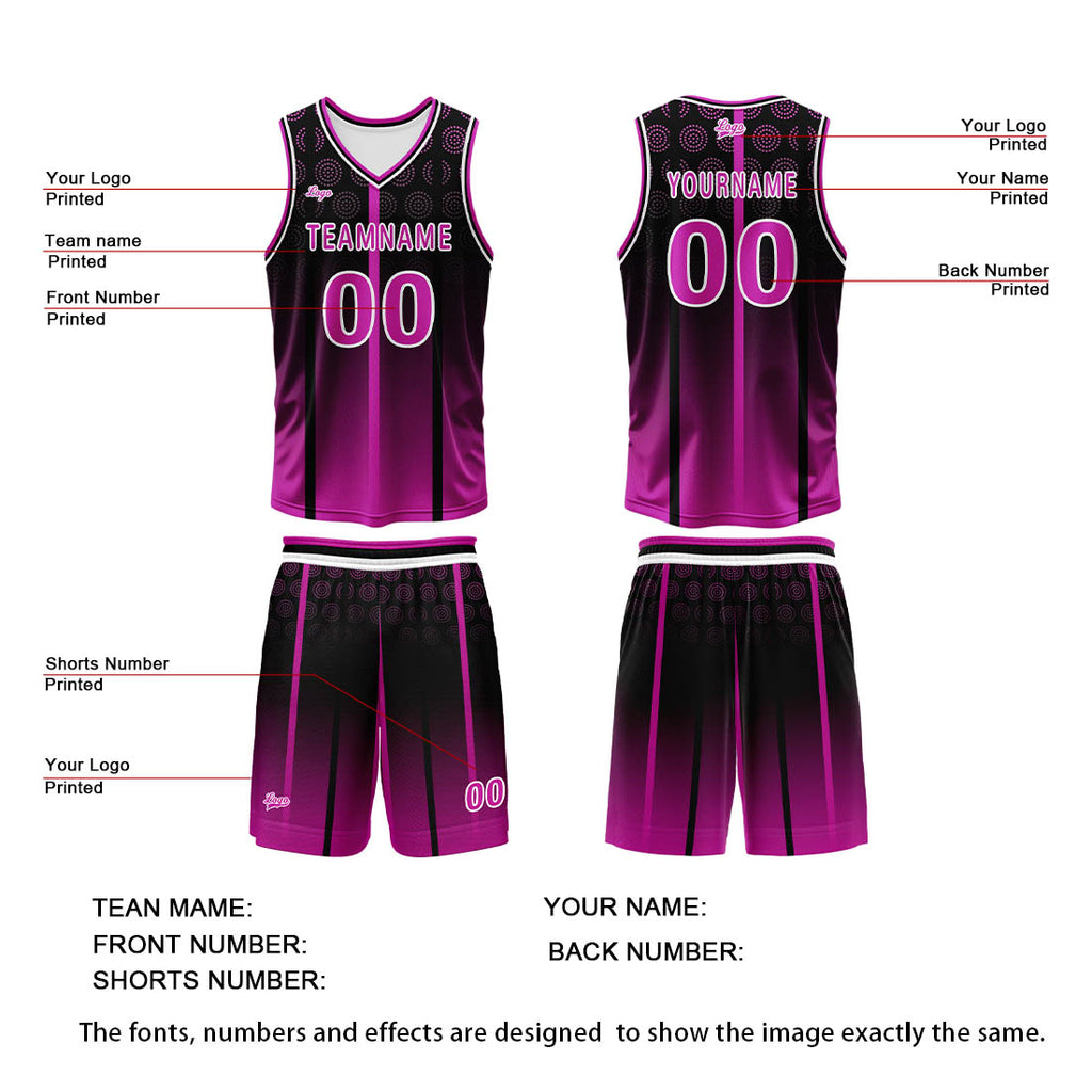 Custom  Rose Purple Basketball Jersey Uniform Suit Printed Your Logo Name Number enthsush
