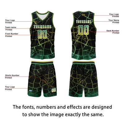 Custom Green Basketball Jersey Uniform Suit Printed Your Logo Name Number enthsush