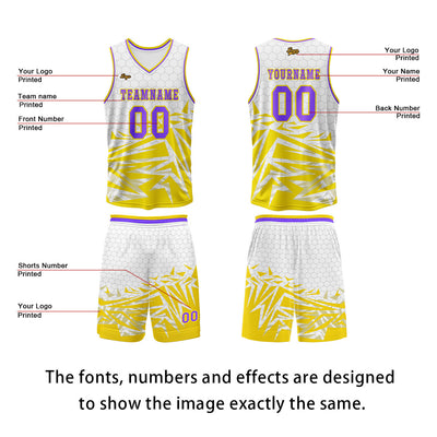 Custom Yellow Violet Basketball Jersey Uniform Suit Printed Your Logo Name Number enthsush