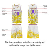 Custom Yellow Violet Basketball Jersey Uniform Suit Printed Your Logo Name Number